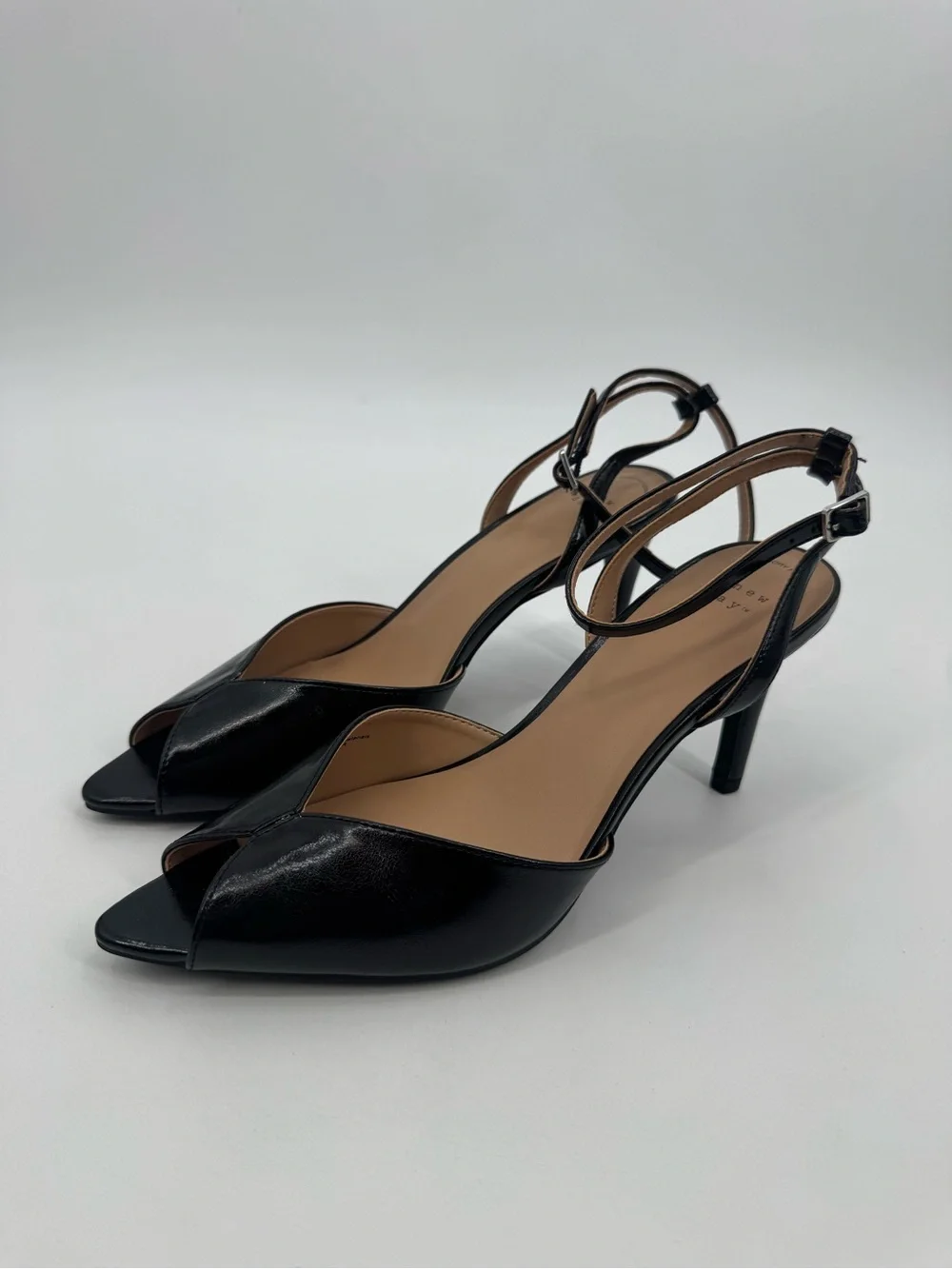 A New Day Virginia Black Ankle Strap Peep Toe High Heels Women’s Size 10 NWOT
